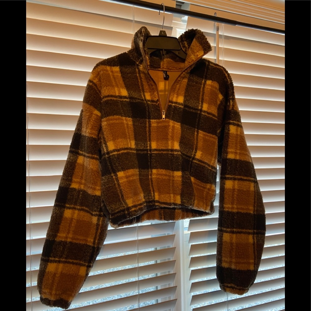 Plaid Half Zipped Sweater